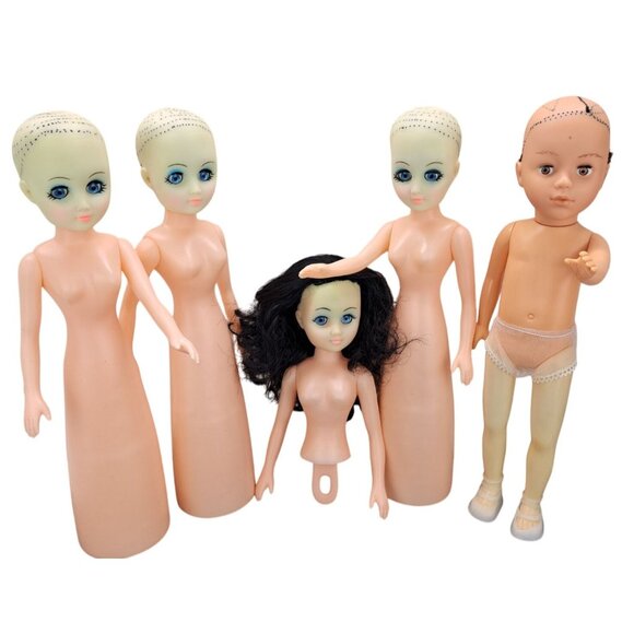 Vintage Creepy Dolls Haunted Terror Sisters Sleepy Eyes Lot Of 5 Cone DIY Craft - Picture 2 of 13